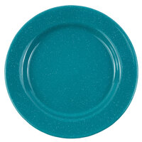 Crow Canyon Home K20TUR Stinson 10 1/4" Turquoise Speckle Wide Rim Enamelware Plate