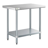 Regency 24" x 36" 18-Gauge 304 Stainless Steel Commercial Work Table with Galvanized Legs and Undershelf