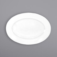 International Tableware DO-82 Dover 10 3/8" x 7 1/4" Oval European White Wide Rim Porcelain Platter - 24/Case