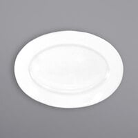 International Tableware DO-85 Dover 13 3/8" x 9 1/2" Oval European White Wide Rim Porcelain Platter - 12/Case