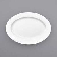 International Tableware BL-13 Bristol 11 1/2" x 8 5/8" Oval Bright White Wide Rim Porcelain Platter - 24/Case
