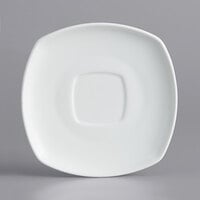 International Tableware SP-2 Slope 6 1/4" Square Bright White Porcelain Saucer - 36/Case