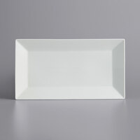 International Tableware SP-50 Slope 14 1/2" x 8 1/4" Rectangular Bright White Wide Rim Porcelain Platter - 12/Case