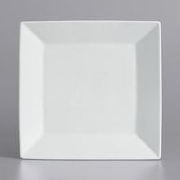 International Tableware SP-10 Slope 10" Square Bright White Wide Rim Porcelain Plate - 12/Case