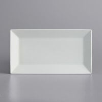 International Tableware SP-13 Slope 11 1/2" x 6 1/2" Rectangular Bright White Wide Rim Porcelain Platter - 12/Case