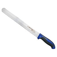 Dexter-Russell 36011C 360 Series 12" Scalloped Slicing / Bread Knife with Blue Handle