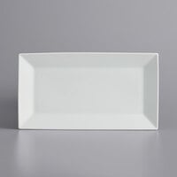 International Tableware SP-14 Slope 13 1/8 x 7" Rectangular Bright White Wide Rim Porcelain Platter - 12/Case