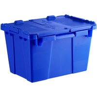 Orbis FP06 15" x 11" x 9" Stack-N-Nest Flipak Dark Blue Tote Box with Hinged Lockable Lid