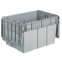 Orbis FP60 30" x 22" x 20 1/2" Stack-N-Nest Flipak Gray Tote Box with Hinged Lockable Lid