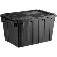 Orbis FP182 22" x 15" x 13" Stack-N-Nest Flipak Black Tote Box with Hinged Lockable Lid and Pin