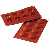 Silikomart SF004 SiliconFLEX 8 Compartment Half Spheres Silicone Baking Mold - 1 15/16" x 1 15/16" x 15/16" Cavities