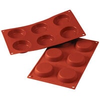 Silikomart SF046 SiliconFLEX 6 Compartment Flan Silicone Baking Mold - 2 3/4" x 2 3/4" x 11/16" Cavities