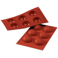 Silikomart SF003 SiliconFLEX 6 Compartment Half Spheres Silicone Baking Mold - 2 3/8" x 2 3/8" x 1 3/16" Cavities