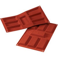 Silikomart SF054 SiliconFLEX 7 Compartment Big Financiers Silicone Baking Mold - 3 3/4" x 1 3/4" x 1/2" Cavities
