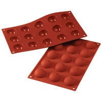Silikomart SF005 SiliconFLEX 15 Compartment Half Spheres Silicone Baking Mold - 1 9/16" x 1 9/16" x 13/16" Cavities