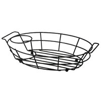 Vollrath WB-8007-06 7 1/8" x 10 1/2" Black Oval Wire Basket with Ramekin Holder