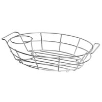 Vollrath WB-8007 7 1/8" x 10 1/2" Chrome Oval Wire Basket with Ramekin Holder