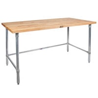 John Boos & Co. JNB17 Wood Top Work Table with Galvanized Base - 36" x 96"