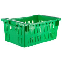 Orbis AF2416-10 Stack-N-Nest Green Agricultural Vented Crate with Bail- 24" x 16" x 10 3/16"