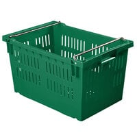 Orbis AF2416-13 Stack-N-Nest Green Agricultural Vented Crate with Bail - 24" x 16" x 13 3/16"