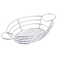 Tablecraft H711372 Meranda Collection 13" x 7" x 2" Oval Heavy Weight Chrome-Plated Wire Basket with Ramekin Holders