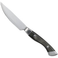 Fortessa 1.5.STK.00.253 Provencal 10" 1/4" Serrated Edge Steak Knife with Pewter Brown Handle and Full Tang Blade - 6/Pack