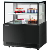 Turbo-Air TBP36-46NN 35 1/2" Square Glass Two Tier Black Refrigerated Bakery Display Case