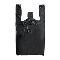 Choice 1/8 Small Size Black Unprinted Embossed Standard-Duty Plastic T-Shirt Bag - 1000/Case