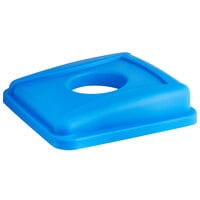 Lavex 19 / 23 Gallon Blue Square Recycle Bin Lid with Bottle / Can Hole