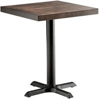 Lancaster Table & Seating 24" Square Standard Height Wood Butcher Block Table with Espresso Finish and Cast Iron Cross Base Plate