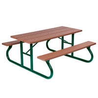Wabash Valley GV106G Green Valley 30" x 72" Portable Outdoor Picnic Table with PolyTuf Plastic Top and Seats and Powder Coated Steel Frame
