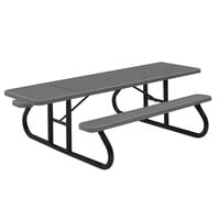 Wabash Valley SG115D Signature Series 96 3/8" x 30 3/8" ADA Accessible Diamond Pattern Portable Plastisol Coated Steel Mesh Outdoor Picnic Table