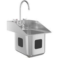 Waterloo 10" x 14" x 10" 18 Gauge Stainless Steel One Compartment Drop-In Sink with 8" Gooseneck Faucet and Side Splashes