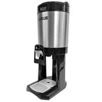 Fetco L4D-10TLA Luxus 1 Gallon Stainless Steel Hands-Free Coffee Dispenser with Stand and Antimicrobial Handle