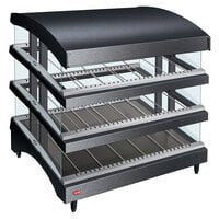 Hatco GR3SDS-33TCT Glo-Ray 33" Slanted Triple Shelf Heated Glass Merchandising Warmer with Curved Top - 120/208-240V, 2723W