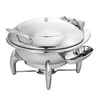 Walco WLWI6LML Idol 7 Qt. Round Stainless Steel Chafer with Base and Metal Lid