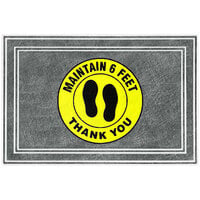 Lavex 2' x 3' Gray and Yellow Social Distancing Recycled Rubber Indoor Entrance Mat