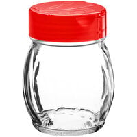 Tablecraft 10328 6 oz. Clear Glass Shaker with Red Plastic Flip Top - 12/Case