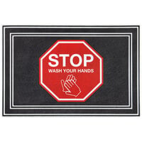 Lavex 2' x 3' Black and Red Hand Washing Recycled Rubber Indoor Entrance Mat