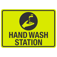 "Hand Wash Station" Engineer Grade Reflective Black / Yellow Aluminum Sign with Symbol