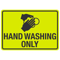 "Hand Washing Only" Engineer Grade Reflective Black / Yellow Aluminum Sign with Symbol