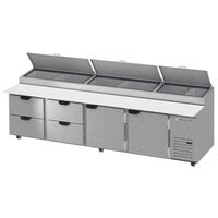 Beverage-Air DPD119HC-4-CL 119" 4 Drawer 2 Door Clear Lid Refrigerated Pizza Prep Table