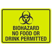"Biohazard / No Food Or Drink Permitted" Engineer Grade Reflective Black / Yellow Aluminum Sign with Symbol