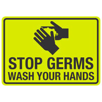 "Stop Germs / Wash Your Hands" Engineer Grade Reflective Black / Yellow Decal with Symbol