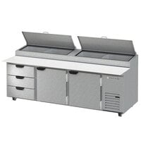 Beverage-Air DPD93HC-3-CL 93" 3 Drawer 2 Door Clear Lid Refrigerated Pizza Prep Table