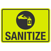 "Sanitize" Engineer Grade Reflective Black / Yellow Aluminum Sign with Symbol