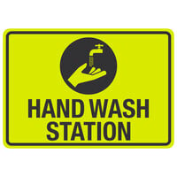 "Hand Wash Station" Engineer Grade Reflective Black / Yellow Decal with Symbol