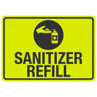 "Sanitizer Refill" Engineer Grade Reflective Black / Yellow Aluminum Sign with Symbol 