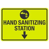 "Hand Sanitizing Station" Engineer Grade Reflective Black / Yellow Aluminum Sign with Down Arrow and Symbol