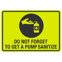 "Do Not Forget To Get A Pump Sanitize" Engineer Grade Reflective Black / Yellow Decal with Symbol